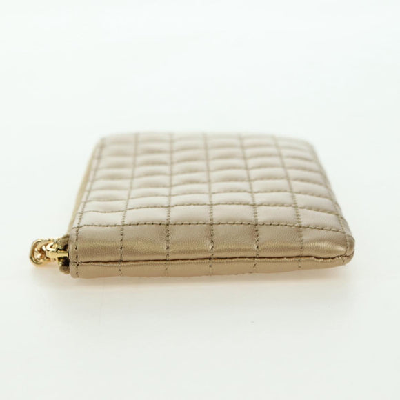 CELINE C Charm Coin Purse Leather Gold Auth am11616V