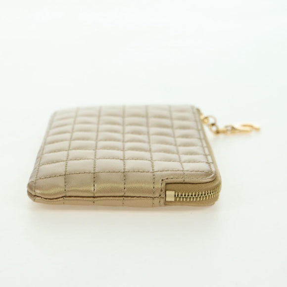 CELINE C Charm Coin Purse Leather Gold Auth am11616V