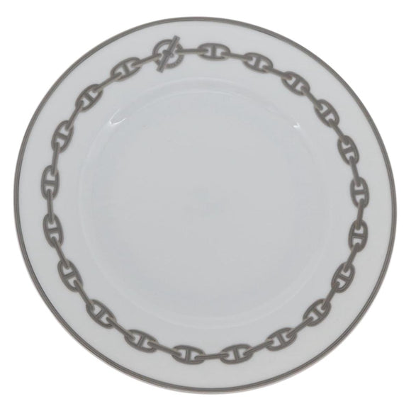 HERMES Shane Dunkle Plate Pottery White Gray Auth am11619