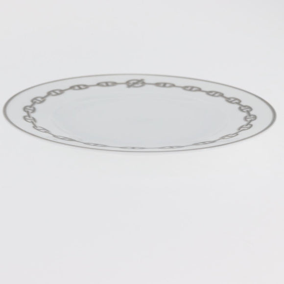 HERMES Shane Dunkle Plate Pottery White Gray Auth am11619