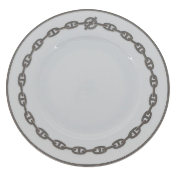 HERMES Shane Dunkle Plate Pottery White Gray Auth am11619