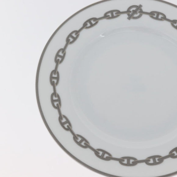 HERMES Shane Dunkle Plate Pottery White Gray Auth am11619