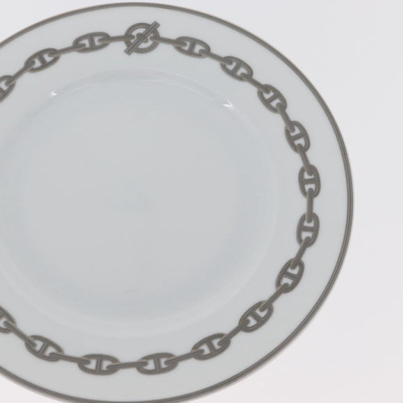 HERMES Shane Dunkle Plate Pottery White Gray Auth am11619