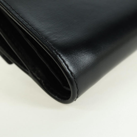 GUCCI GG Trifold Wallet Leather Black Champagne Gold 035 2888 2240 Auth am11621V