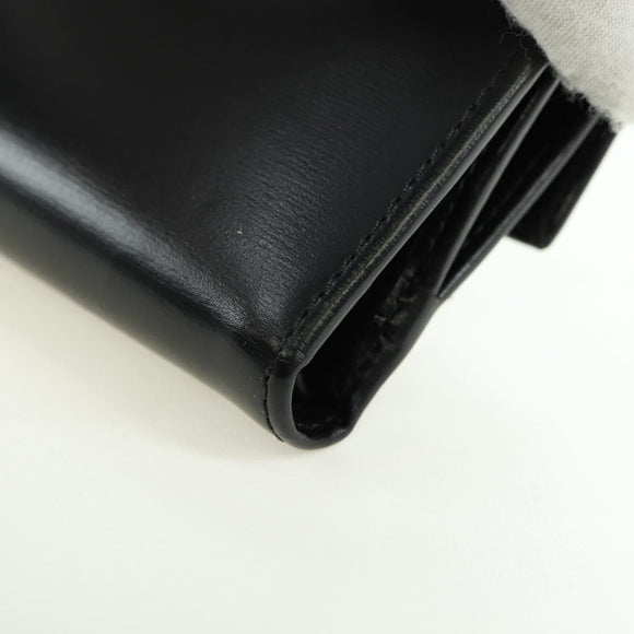 GUCCI GG Trifold Wallet Leather Black Champagne Gold 035 2888 2240 Auth am11621V