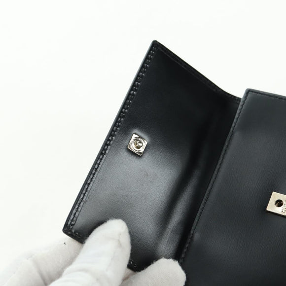 GUCCI GG Trifold Wallet Leather Black Champagne Gold 035 2888 2240 Auth am11621V