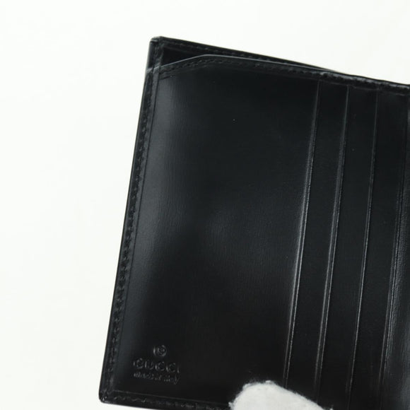 GUCCI GG Trifold Wallet Leather Black Champagne Gold 035 2888 2240 Auth am11621V