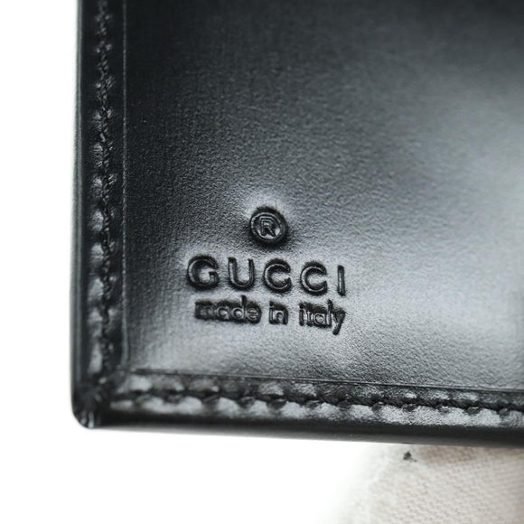 GUCCI GG Trifold Wallet Leather Black Champagne Gold 035 2888 2240 Auth am11621V