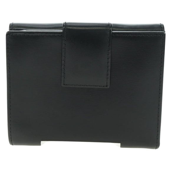 GUCCI GG Trifold Wallet Leather Black Champagne Gold 035 2888 2240 Auth am11621V