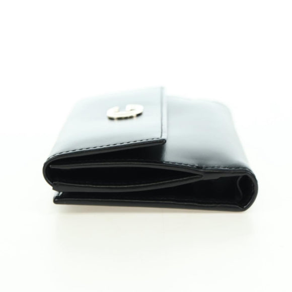 GUCCI GG Trifold Wallet Leather Black Champagne Gold 035 2888 2240 Auth am11621V