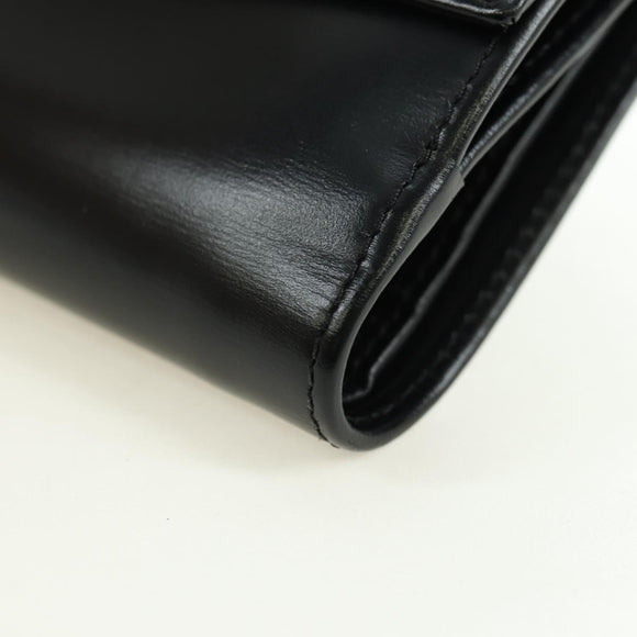 GUCCI GG Trifold Wallet Leather Black Champagne Gold 035 2888 2240 Auth am11621V
