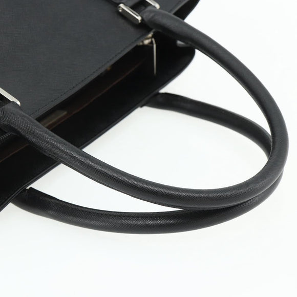 BURBERRY Hand Bag PVC Black Silver Auth am11623A