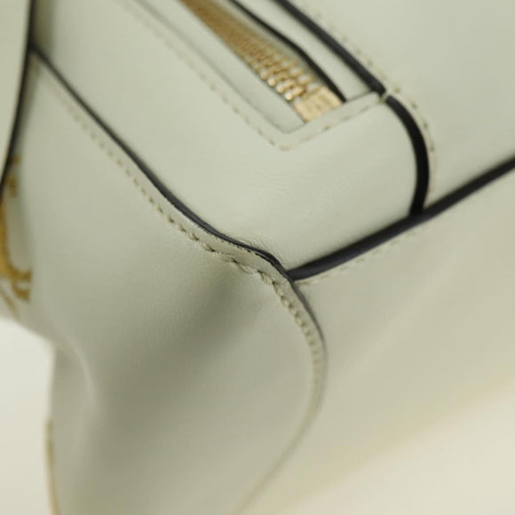 Chloe Fay Hand Bag Leather 2way White Gold Auth am11624V
