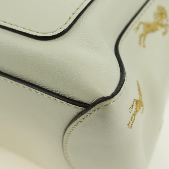Chloe Fay Hand Bag Leather 2way White Gold Auth am11624V