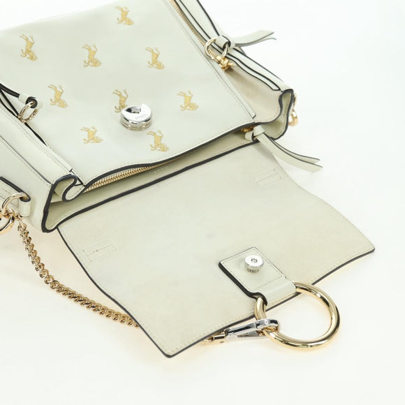 Chloe Fay Hand Bag Leather 2way White Gold Auth am11624V