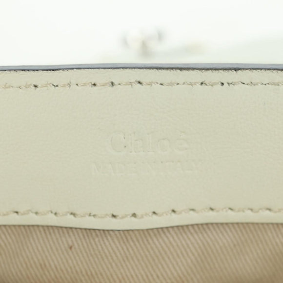 Chloe Fay Hand Bag Leather 2way White Gold Auth am11624V