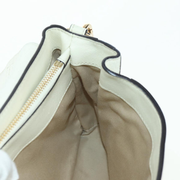 Chloe Fay Hand Bag Leather 2way White Gold Auth am11624V