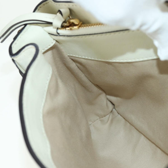 Chloe Fay Hand Bag Leather 2way White Gold Auth am11624V