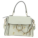 Chloe Fay Hand Bag Leather 2way White Gold Auth am11624V-13
