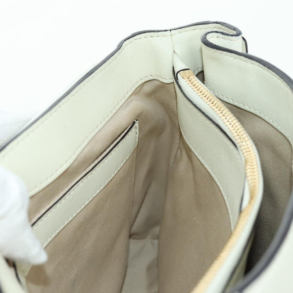 Chloe Fay Hand Bag Leather 2way White Gold Auth am11624V