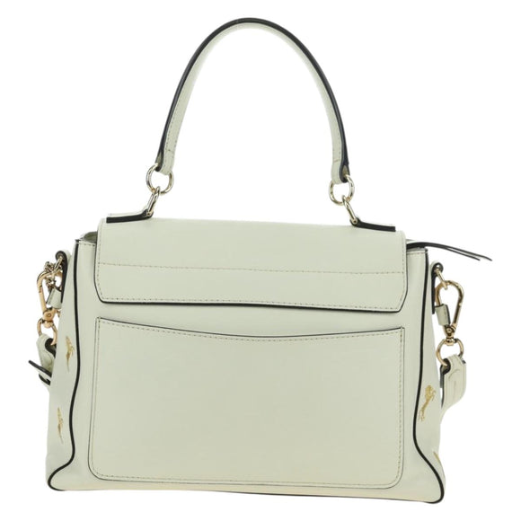 Chloe Fay Hand Bag Leather 2way White Gold Auth am11624V
