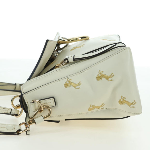 Chloe Fay Hand Bag Leather 2way White Gold Auth am11624V