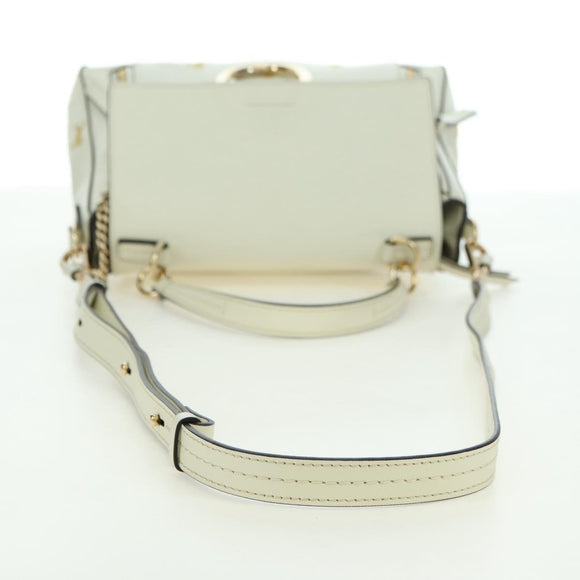 Chloe Fay Hand Bag Leather 2way White Gold Auth am11624V