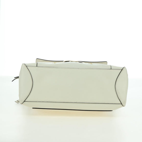 Chloe Fay Hand Bag Leather 2way White Gold Auth am11624V