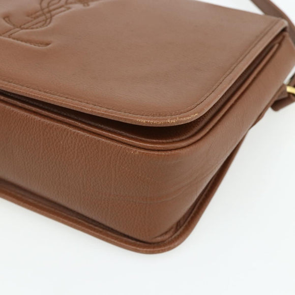 SAINT LAURENT Shoulder Bag Leather Brown Gold Auth am11629A