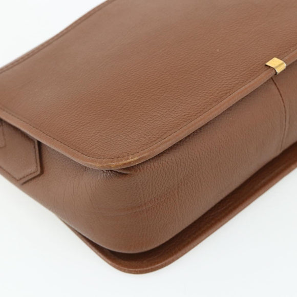 SAINT LAURENT Shoulder Bag Leather Brown Gold Auth am11629A