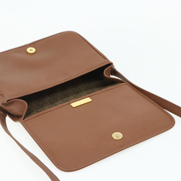 SAINT LAURENT Shoulder Bag Leather Brown Gold Auth am11629A