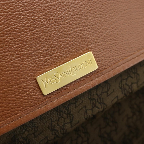 SAINT LAURENT Shoulder Bag Leather Brown Gold Auth am11629A