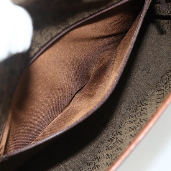 SAINT LAURENT Shoulder Bag Leather Brown Gold Auth am11629A