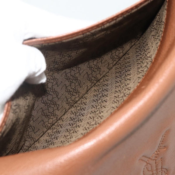 SAINT LAURENT Shoulder Bag Leather Brown Gold Auth am11629A