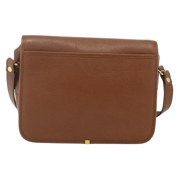 SAINT LAURENT Shoulder Bag Leather Brown Gold Auth am11629A