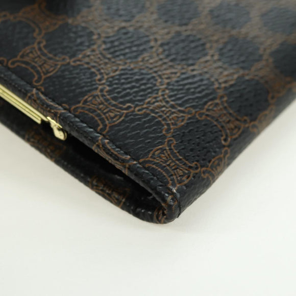 CELINE Macadam Canvas Wallet PVC Leather Black Gold Auth am11630V