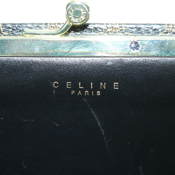 CELINE Macadam Canvas Wallet PVC Leather Black Gold Auth am11630V