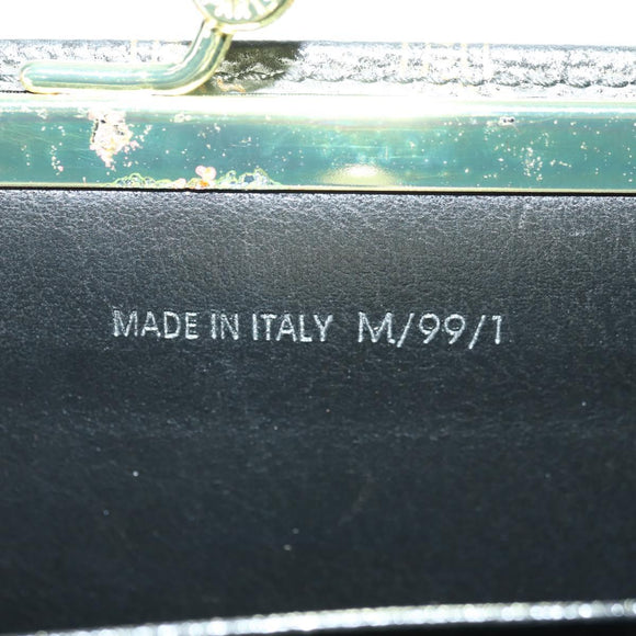 CELINE Macadam Canvas Wallet PVC Leather Black Gold Auth am11630V