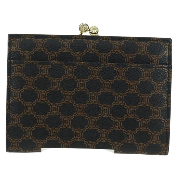CELINE Macadam Canvas Wallet PVC Leather Black Gold Auth am11630V