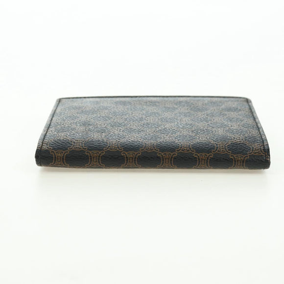 CELINE Macadam Canvas Wallet PVC Leather Black Gold Auth am11630V