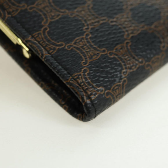 CELINE Macadam Canvas Wallet PVC Leather Black Gold Auth am11630V