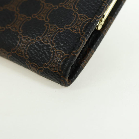 CELINE Macadam Canvas Wallet PVC Leather Black Gold Auth am11630V