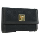 Salvatore Ferragamo Gancini Trifold Wallet Canvas Leather Black Gold am11632V-1