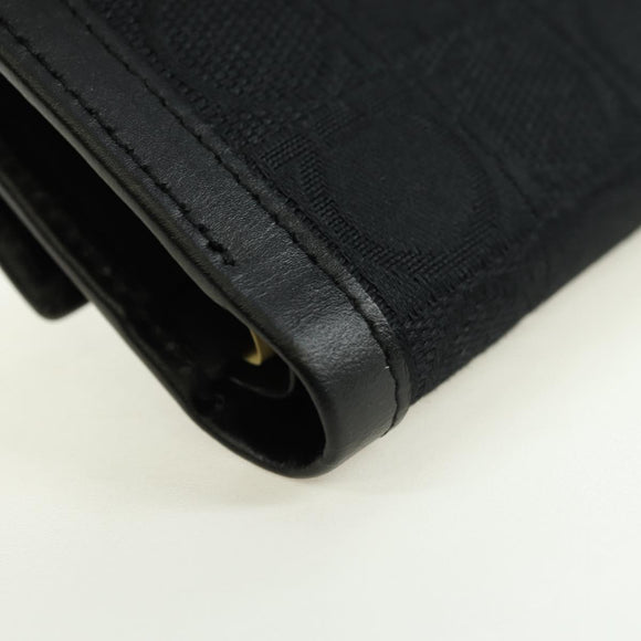 Salvatore Ferragamo Gancini Trifold Wallet Canvas Leather Black Gold am11632V