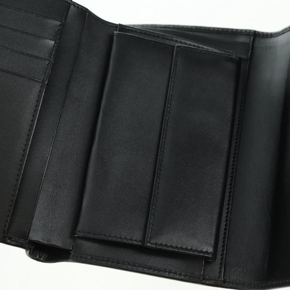 Salvatore Ferragamo Gancini Trifold Wallet Canvas Leather Black Gold am11632V