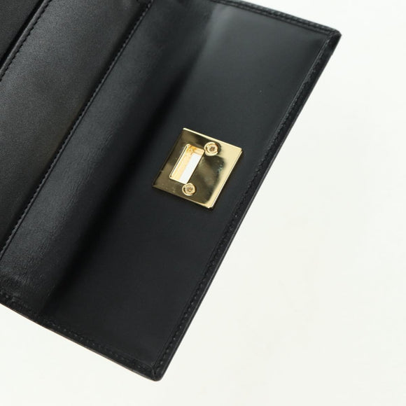 Salvatore Ferragamo Gancini Trifold Wallet Canvas Leather Black Gold am11632V