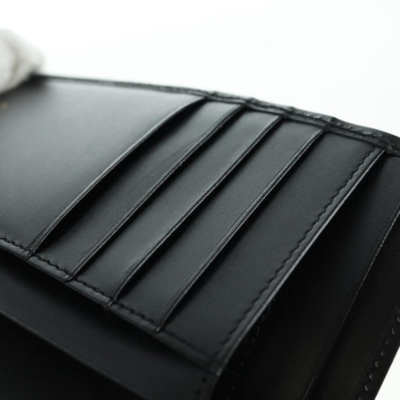 Salvatore Ferragamo Gancini Trifold Wallet Canvas Leather Black Gold am11632V