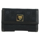 Salvatore Ferragamo Gancini Trifold Wallet Canvas Leather Black Gold am11632V-13