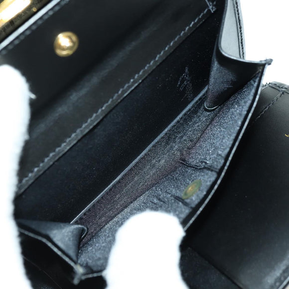 Salvatore Ferragamo Gancini Trifold Wallet Canvas Leather Black Gold am11632V