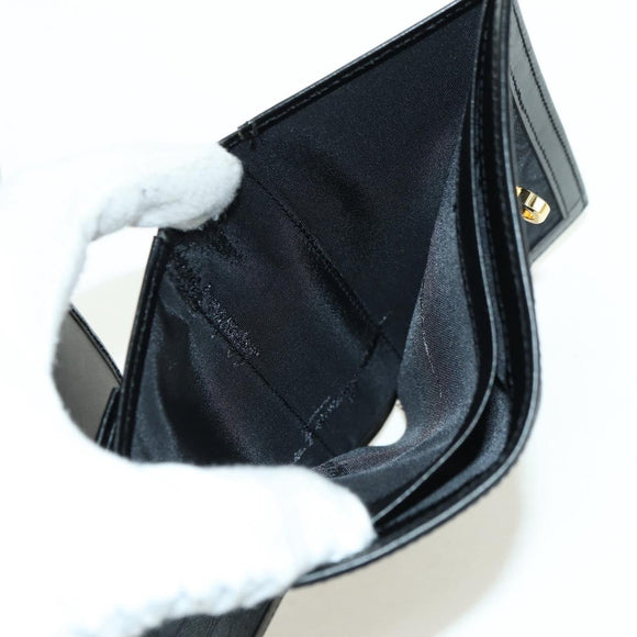 Salvatore Ferragamo Gancini Trifold Wallet Canvas Leather Black Gold am11632V